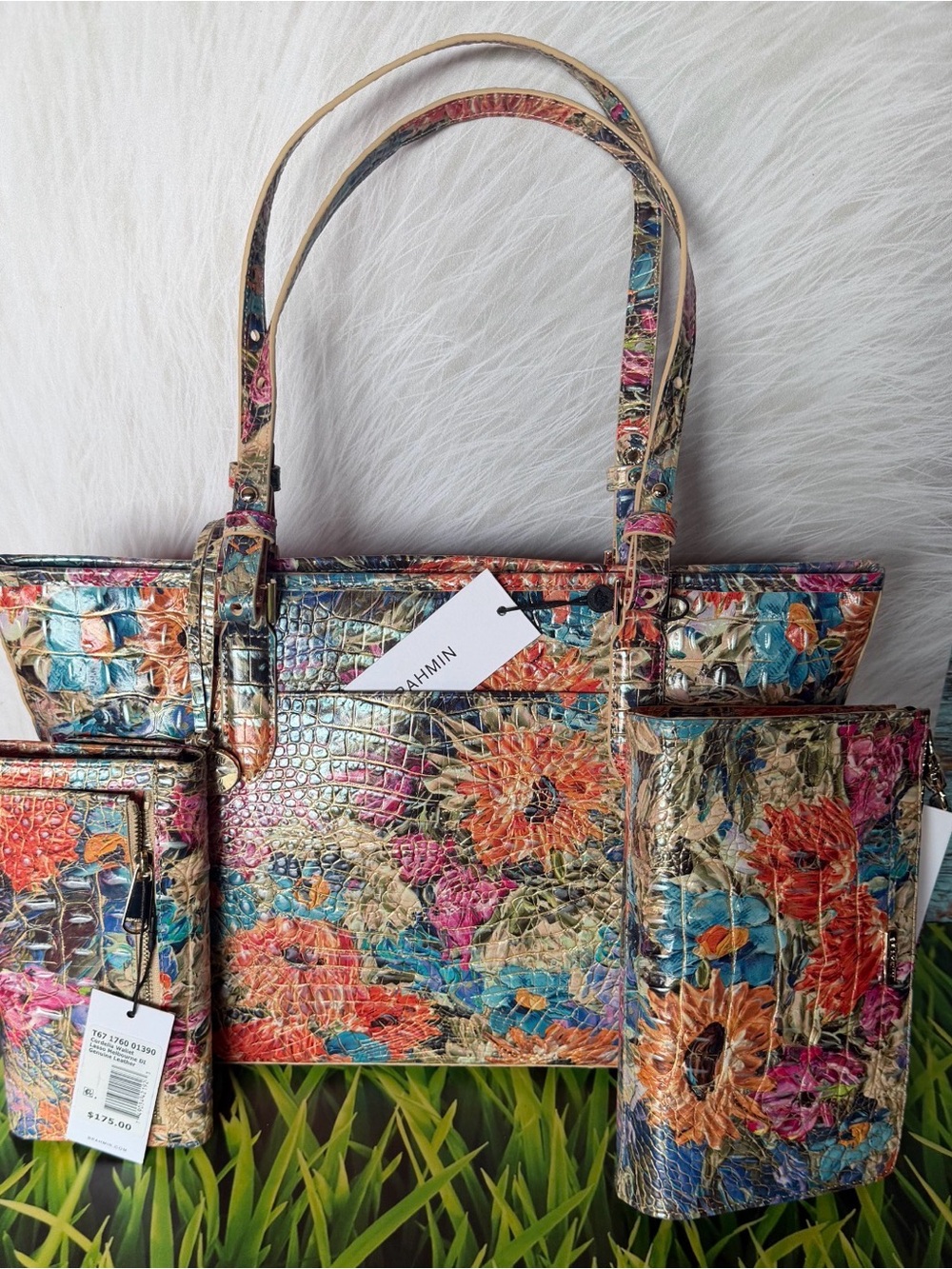 HTF 3 PIECE SET 🌼 BRAHMIN LASSO MED ASHER AND DAISY AND CORDELIA WALLET NWT FIRM - Picture 7 of 10